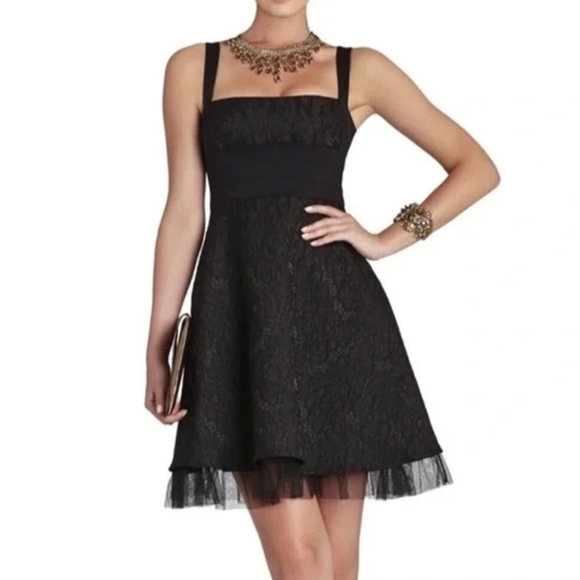 NWT BCBG MAXAZRIA Kaya Black Cocktail Dress Tulle - Picture 1 of 4